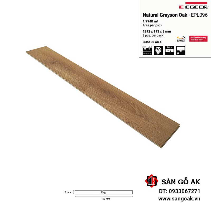 Sàn Gỗ Công Nghiệp Đức Egger 8mm EPL096